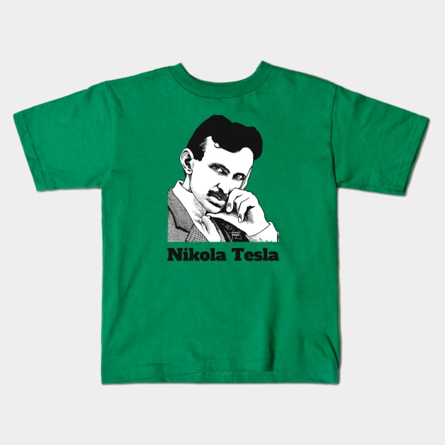 nikola tesla power electircity genius science Kids T-Shirt by untagged_shop